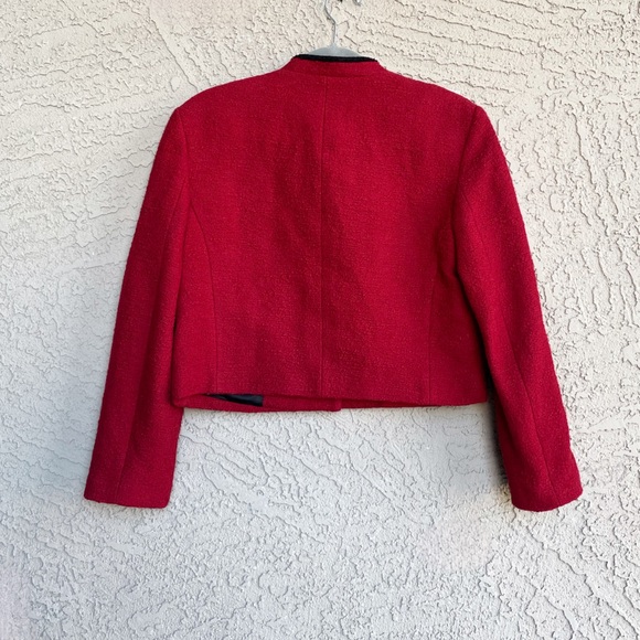 ZARA Red Boucle Textured Blazer Jacket w/ Detachable White Cuffs NWT *Flawed - Picture 13 of 16